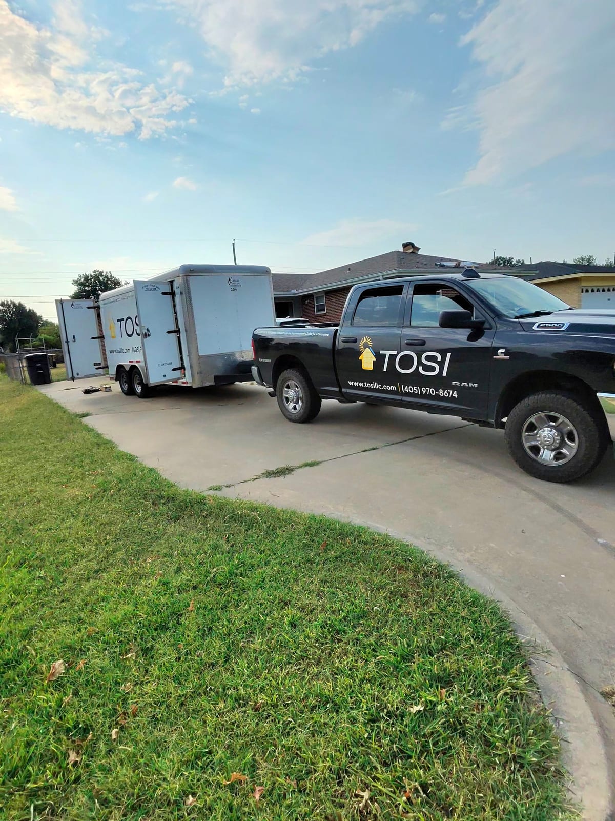 TOSI solar truck and trailer at a Yukon-area home